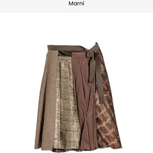 Marni Multi-Brown Patchwork A-Line Skirt